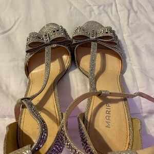 Silver Women's Sandals with Bow Detail